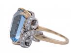 1950s aquamarine and diamond cocktail ring in 14kt yellow gold and platinum – Matthew Weldon