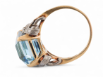 1950s aquamarine and diamond cocktail ring in 14kt yellow gold and platinum – Matthew Weldon