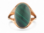 1970s malachite cabochon dress ring in 9kt yellow gold with openwork setting – Matthew Weldon