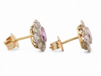 Edwardian Style Pink Sapphire And Diamond Daisy Cluster Stud Earrings in Platinum and 18kt Yellow Gold