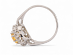 Vintage Fancy Yellow Sapphire And Diamond Coronet Cluster Ring In Platinum