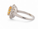 Vintage fancy yellow sapphire and old mine cut diamond oval cluster ring in platinum – Matthew Weldon