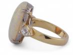 Retro opal solitaire ring with Old Mine cut diamonds in 18kt yellow gold and platinum – Matthew Weldon