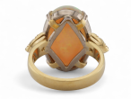 Retro opal solitaire ring with Old Mine cut diamonds in 18kt yellow gold and platinum – Matthew Weldon