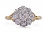Antique Old Mine cut diamond coronet cluster ring in 18kt yellow gold – Matthew Weldon