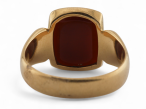 1893 Elongated Rectangular Carnelian Signet Ring In 18kt Yellow Gold