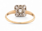 Edwardian diamond square floral cluster ring in platinum and 18kt yellow gold – Courtville Antiques