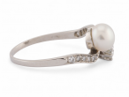 Edwardian Natural Pearl And Diamond 'Toi et Moi' Ring In Platinum