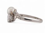 Edwardian Natural Pearl And Diamond 'Toi et Moi' Ring In Platinum