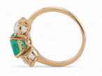 Edwardian platinum three stone ring with square emerald and Old European cut diamonds – Matthew Weldon