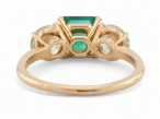 Edwardian platinum three stone ring with square emerald and Old European cut diamonds – Matthew Weldon