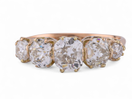 Vintage Old Mine Cut Diamond Five Stone In 14kt Rose Gold