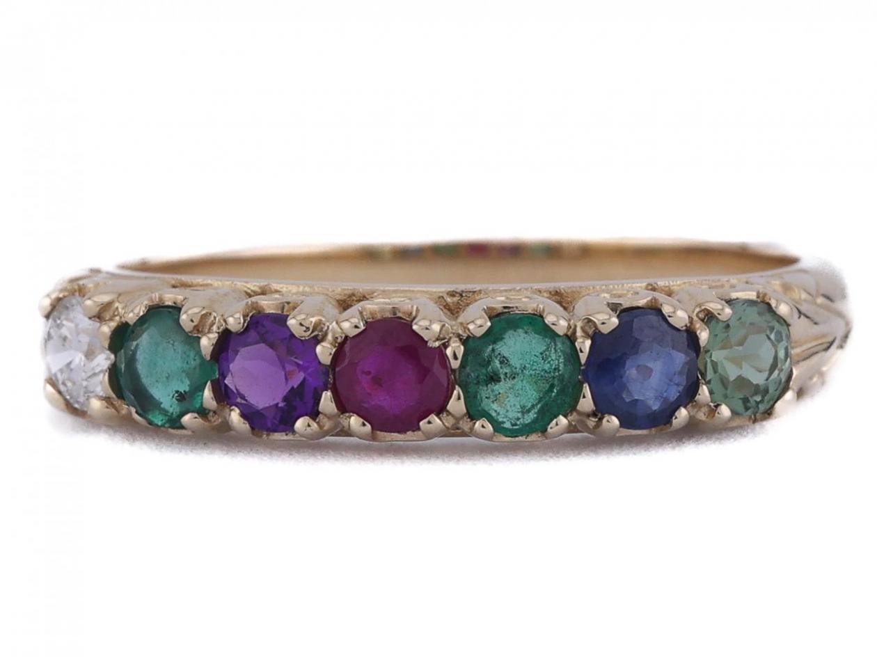 Victorian style 'DEAREST' acrostic seven stone ring in 9kt yellow gold – Matthew Weldon