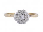 1950s Old Mine cut diamond floral cluster ring in platinum and 18kt yellow gold – Matthew Weldon
