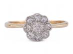Antique Old Mine and eight cut diamond floral cluster ring in platinum and 18kt yellow gold – Matthew Weldon