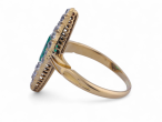 Antique Emerald And Diamond Navette Ring In 18kt Yellow GoldAntique Emerald And Diamond Navette Ring In 18kt Yellow Gold