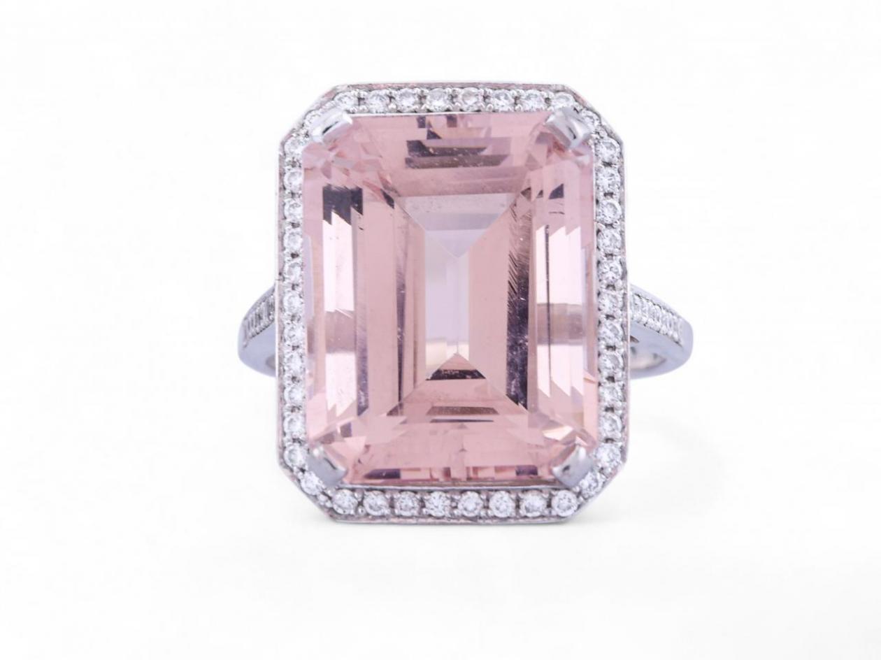 Morganite And Diamond Dress Ring In 18kt White Gold