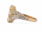 Early Edwardian Three Stone Diamond Twist Ring In Silver On 18kt yellow Gold