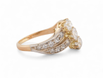 Early Edwardian Three Stone Diamond Twist Ring In Silver On 18kt yellow Gold