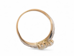 Early Edwardian Three Stone Diamond Twist Ring In Silver On 18kt yellow Gold