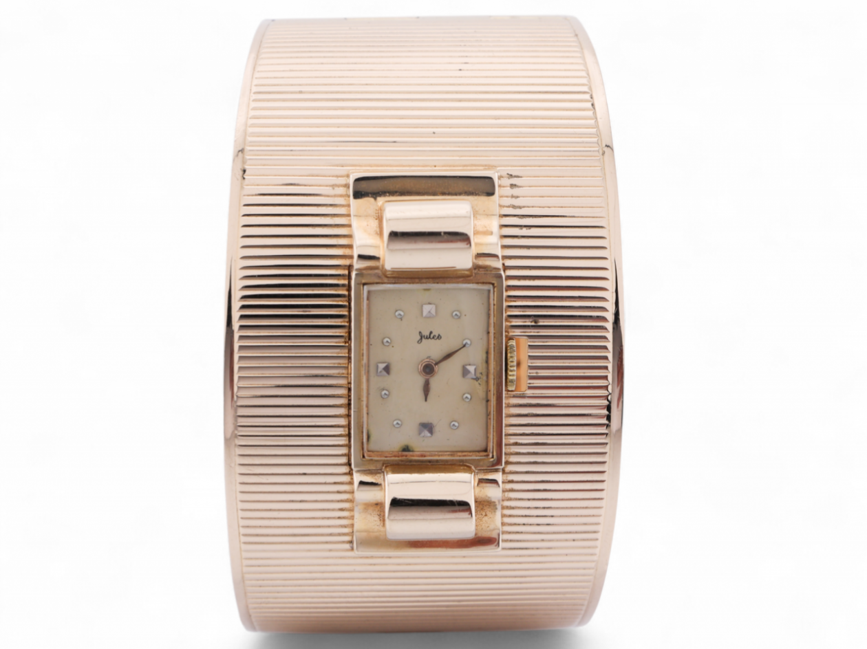 1970s Jules Jürgensen watch bangle in 14kt yellow gold – Courtville Antiques