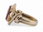 Antique yellow gold double snake ring with sardonyx intaglio of a classical bust – Courtville Antiques