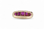 Victorian ruby five stone carved ring in 18kt yellow gold – Courtville Antiques