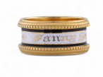 Georgian yellow gold white enamel memorial band with “In Memory Of” inscription – Courtville Antiques
