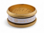 Georgian yellow gold white enamel memorial band with “In Memory Of” inscription – Courtville Antiques
