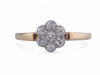 Edwardian old mine cut diamond daisy cluster ring in 18kt yellow gold and platinum – Courtville Antiques