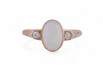 dwardian opal and diamond three stone ring in 18kt rose gold from Courtville Antiques