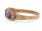 Victorian three stone almandine garnet and seed pearl ring in 15kt yellow gold – Courtville Antiques