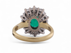 Vintage Zambian emerald and diamond cluster ring from Courtville Antiques