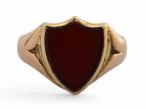 Victorian carnelian shield signet ring in 18kt yellow gold from Courtville Antiques