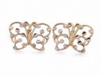 Vintage butterfly stud earrings in 14kt yellow and white gold by Courtville Antiques