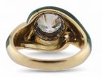 Vintage old mine cut diamond and green enamel ring in 18kt yellow gold | Courtville Antiques