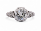 Mid-20th century platinum solitaire ring with 1.94ct old mine cut diamond