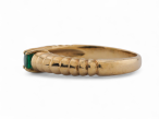 intage emerald ring with round cut emerald on reeded 18kt yellow gold band