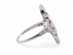 Vintage geometric diamond panel ring in platinum with princess cut centre