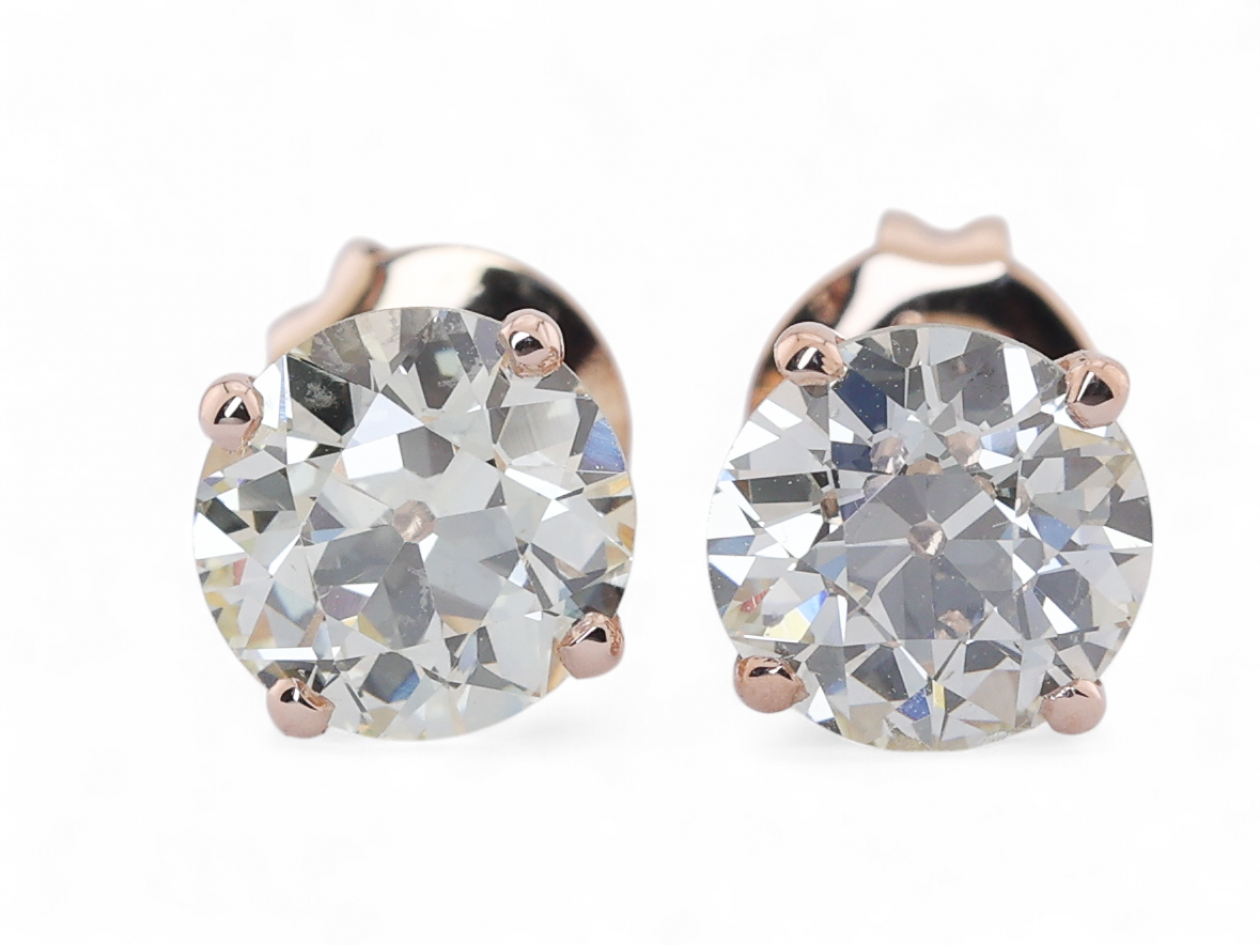 vintage old European cut diamond stud earrings