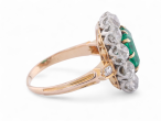 antique emerald and diamond cluster ring in 18kt yellow gold