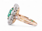 antique emerald and diamond cluster ring in 18kt yellow gold