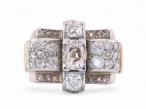 French Diamond Set Tank Ring