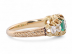 Belle Epoque Emerald And Diamond Seven Stone Ring In 18kt Yellow Gold