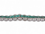 Emerald And Diamond Scalloped Line Bracelet In 18kt White Gold