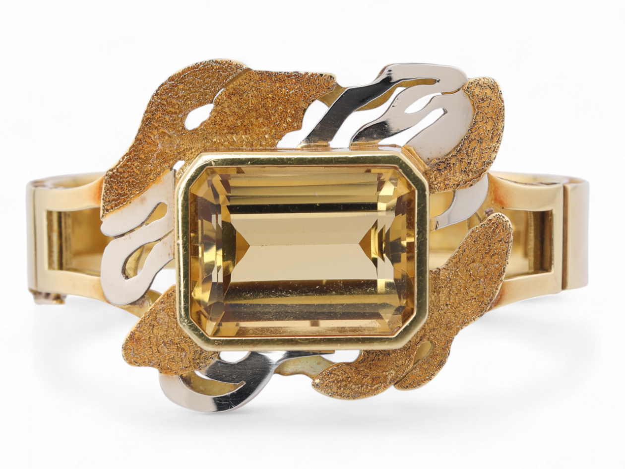 Vintage Statement 40.0ct Citrine Set Bangle