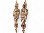 Antique Iberian Hessonite Garnet Set Catalan Earrings In Yellow Gold
