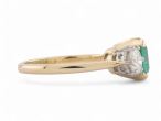 Vintage Emerald And Round Brilliant Diamond Three Stone Ring