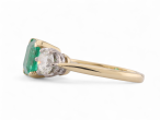 Vintage Emerald And Round Brilliant Diamond Three Stone Ring