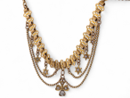 Fine Edwardian Diamond And Seed Pearl Three-Leaf Clover Necklace In 9kt yellow Gold